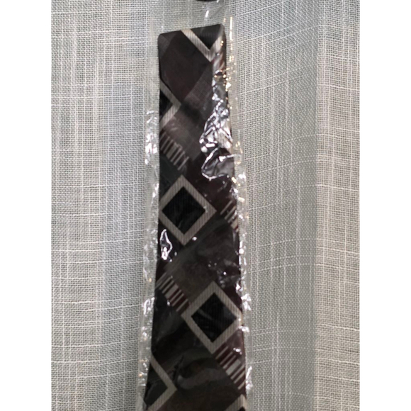 Men's Milano Moda Necktie One Size Brown Gray Patterned - Picture 4 of 8